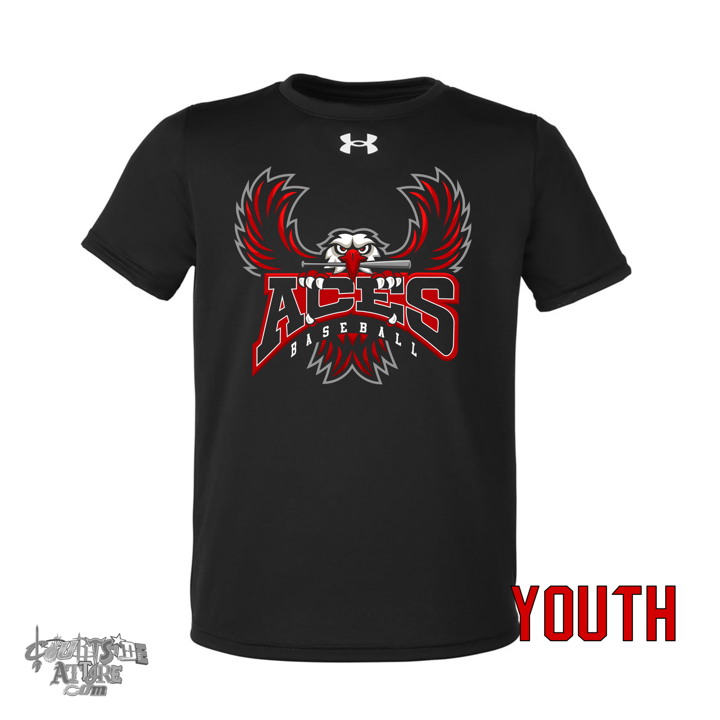 Youth Aces Black Under Armour Performance T-Shirt Multiple Designs 1377487 Tripletown