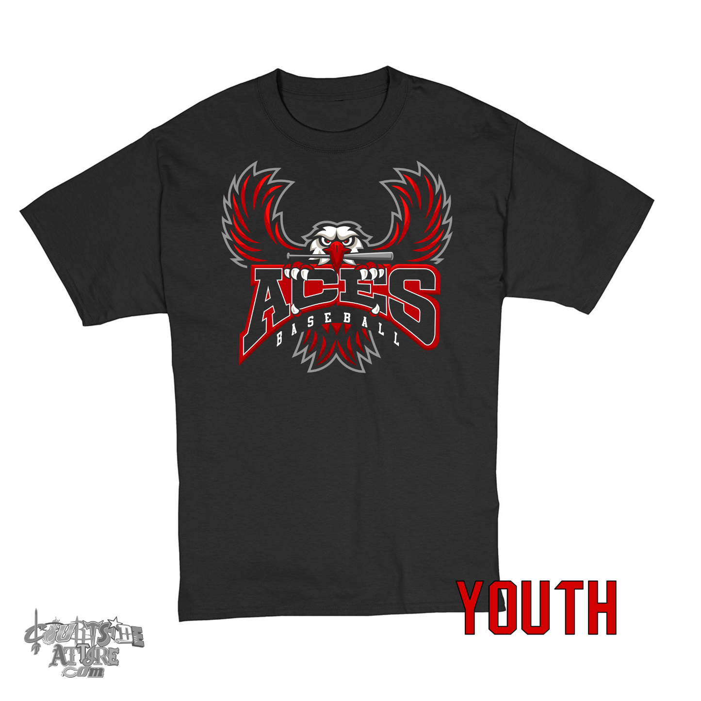 Youth Black T-shirt Aces Tripletown Multiple Designs