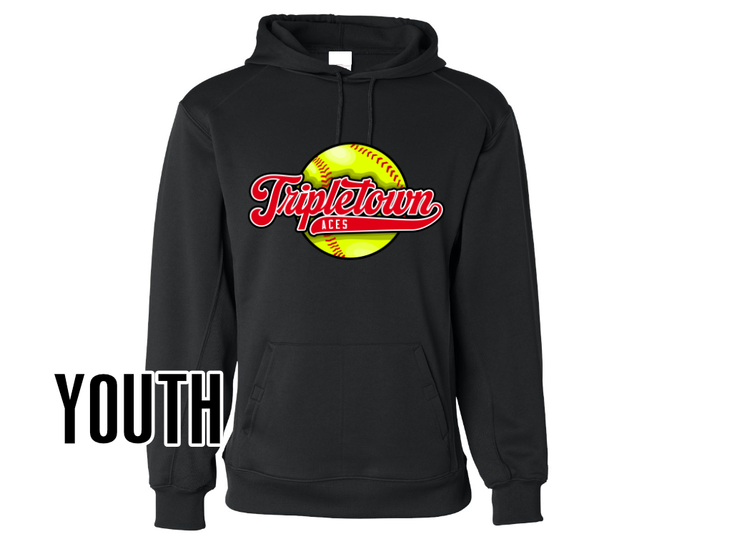 Youth Aces Script Softball Sport Hoodie Tripletown