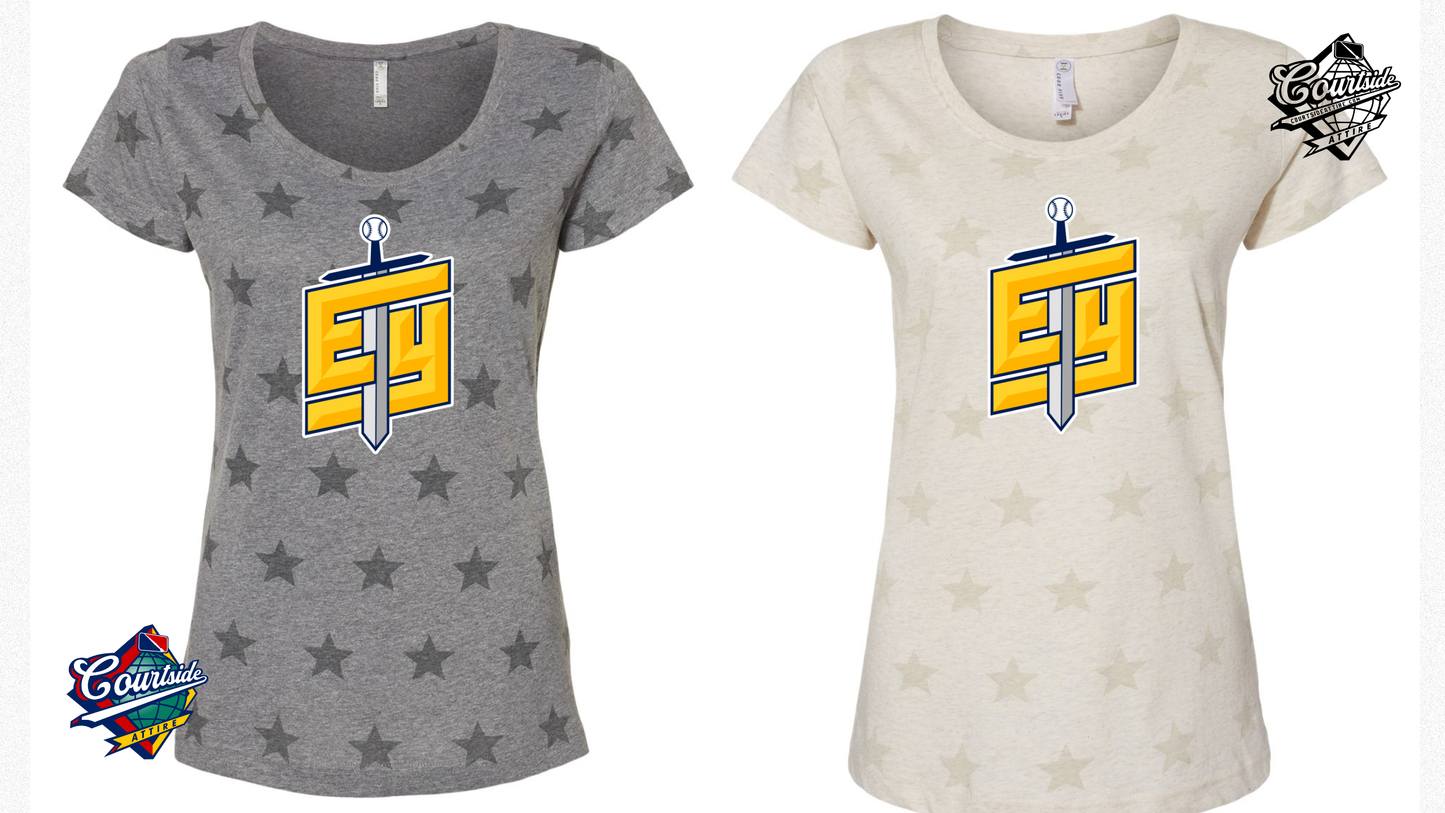 Women's Star Print Scoop Neck Tee - 3629