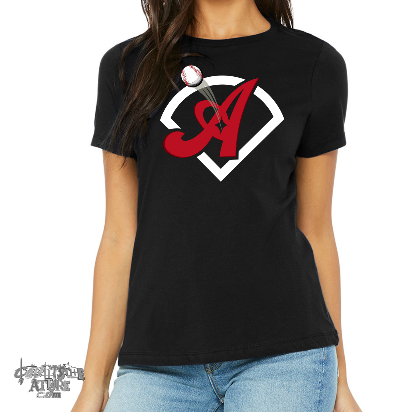 Ladies' Aces Black Jersey Short-Sleeve T-Shirt b6400 Tripletown Multiple Designs