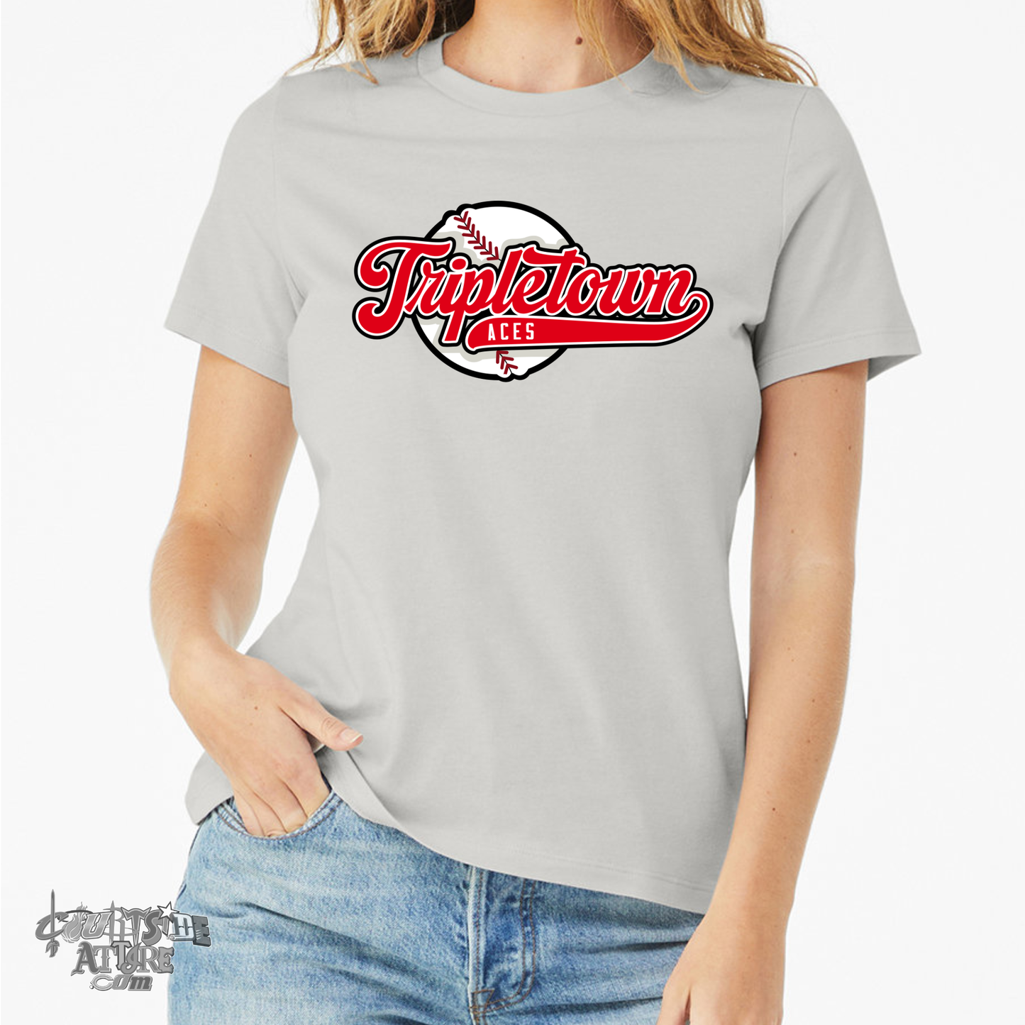 Ladies' Aces Gray Multiple Designs Jersey Short-Sleeve T-Shirt b6400 Tripletown