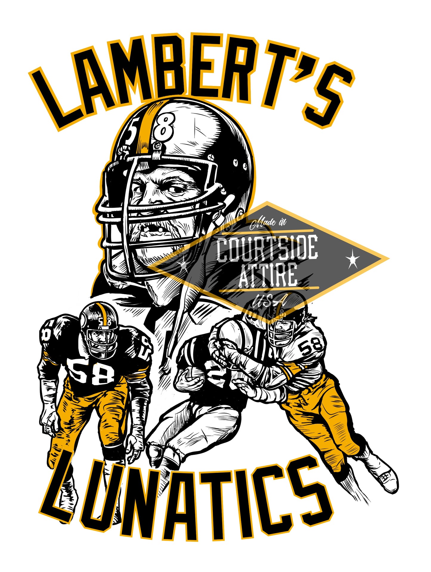 Jack Lambert LAMBERT'S LUNATICS Hoodie Sweatshirt Mens Adult Grey