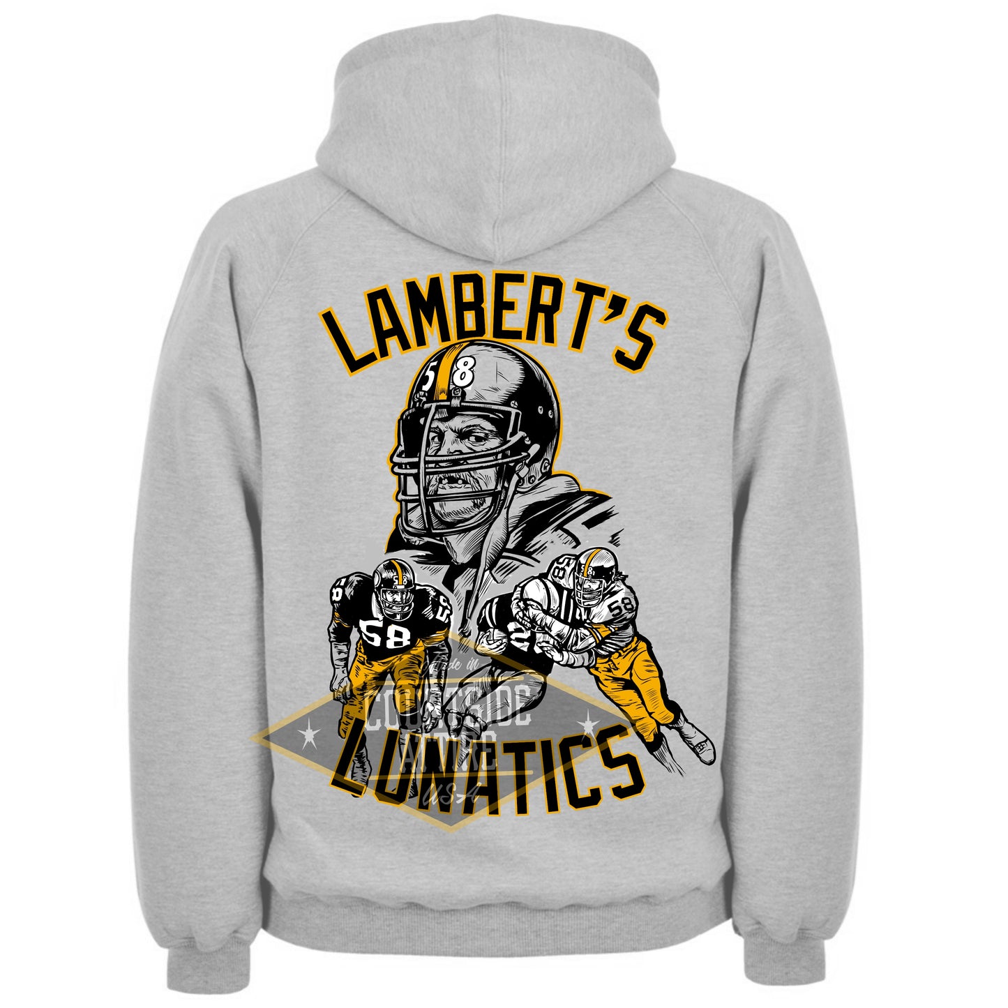 Jack Lambert LAMBERT'S LUNATICS Hoodie Sweatshirt Mens Adult Grey
