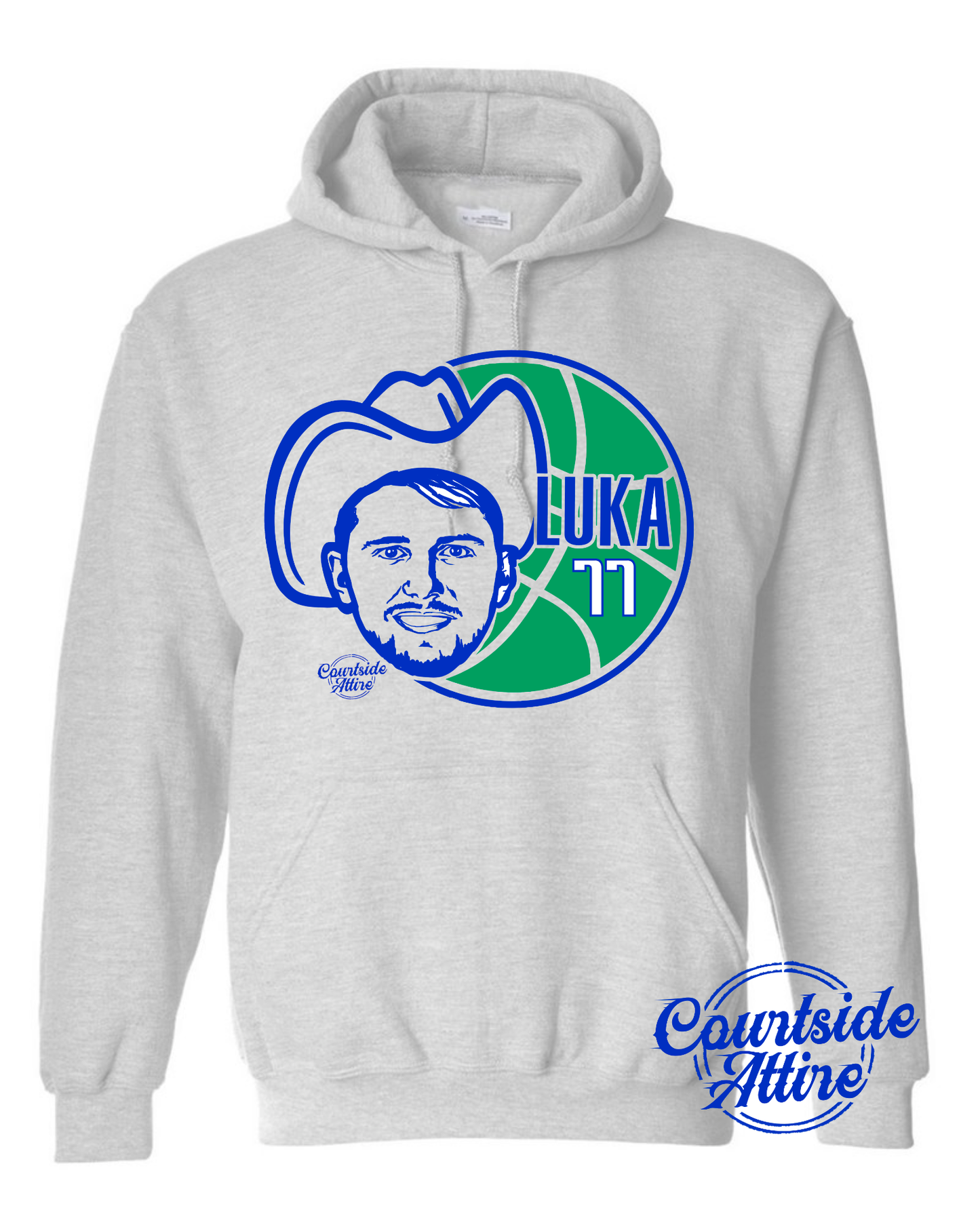 Luka Doncic Mavs throwback Dallas logo Hoodie Sweatshirt Mens Adult Grey
