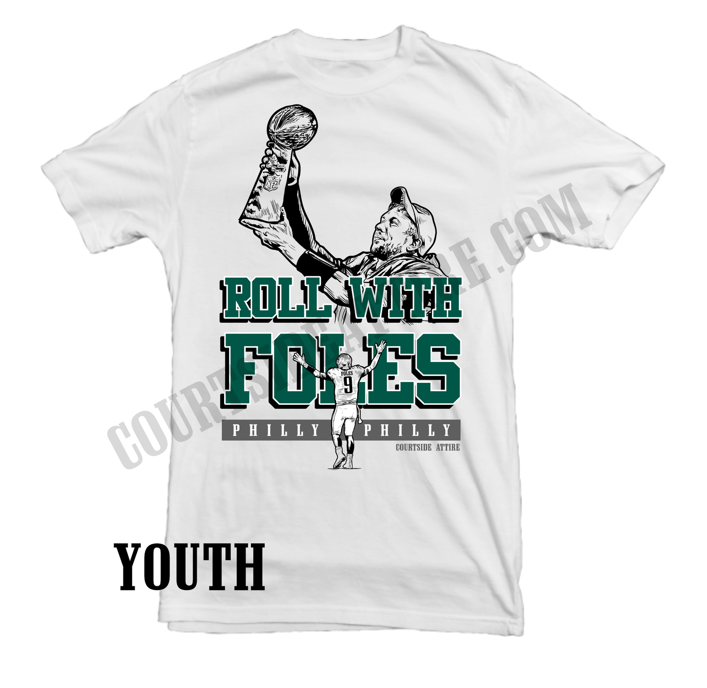 Kids Nick Foles ROLL WITH FOLES philly philly youth shirt jersey