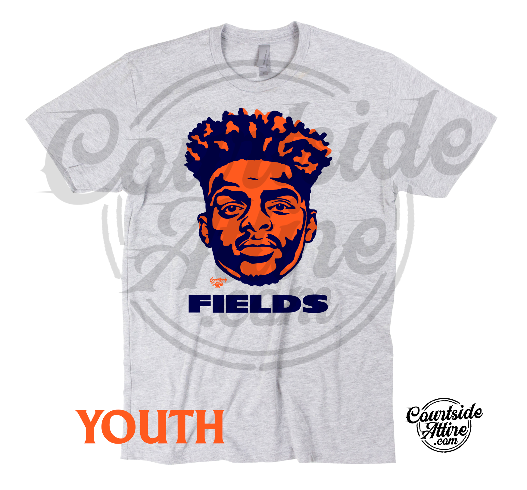 Youth Justin Fields Bears Logo Shirt Kids Chicago Medium / Grey