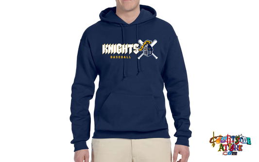 Adult 8 oz. Sweatshirt Pullover Hood Navy and Gray Knights EYRA Baseball