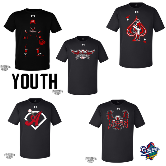 Youth Aces Black Under Armour Performance T-Shirt Multiple Designs 1377487 Tripletown