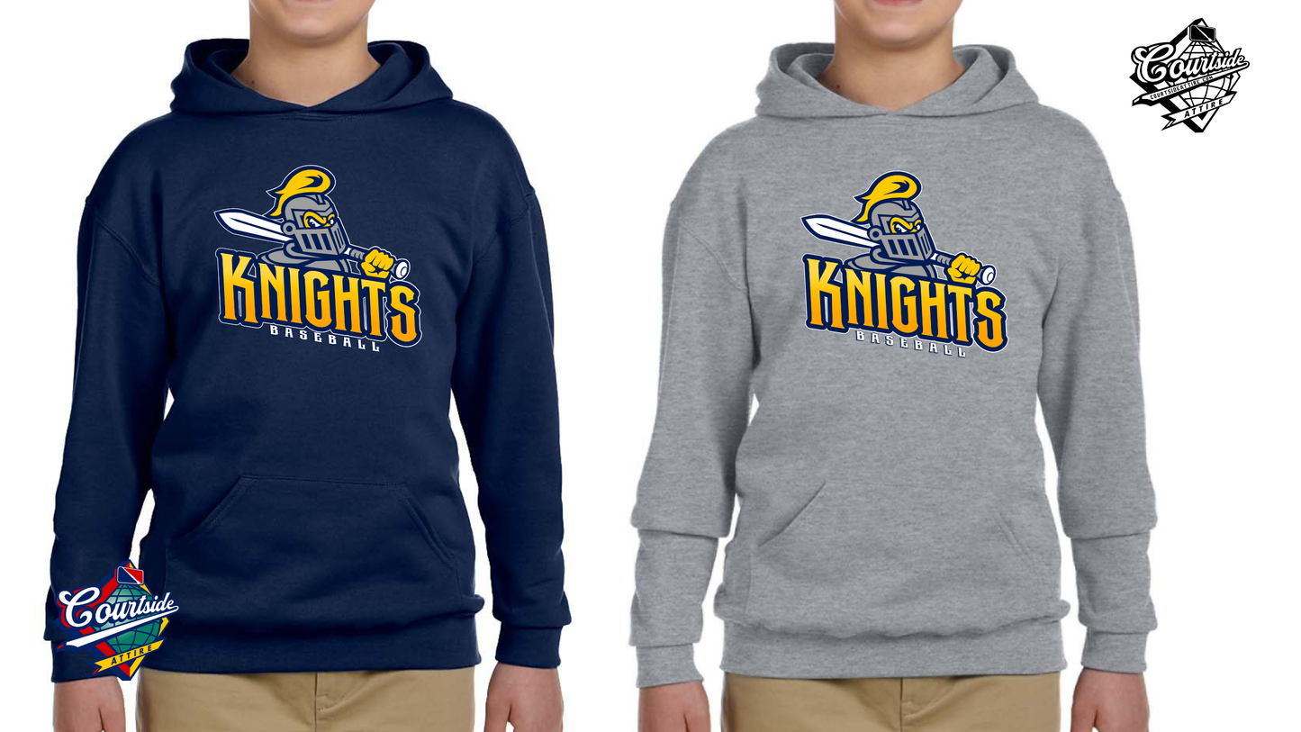 Youth Fleece Pullover Hooded Sweatshirt Navy and Gray EYRA Knights