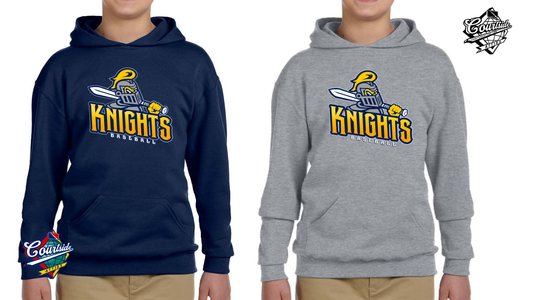 Youth Fleece Pullover Hooded Sweatshirt Navy and Gray EYRA Knights