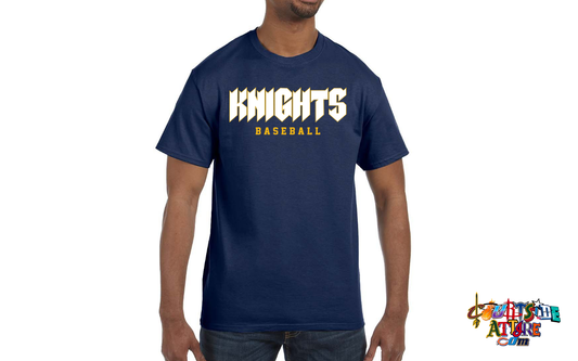 Adult 50/50 T-Shirt Navy 5 oz. T-Shirt Knights EYRA Baseball