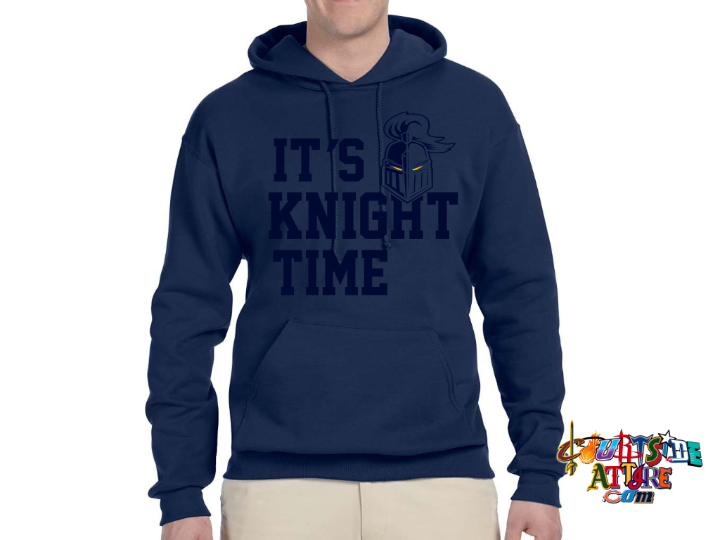 Knight Time Adult g185 8 oz. Sweatshirt Pullover Hood Navy EYFootball