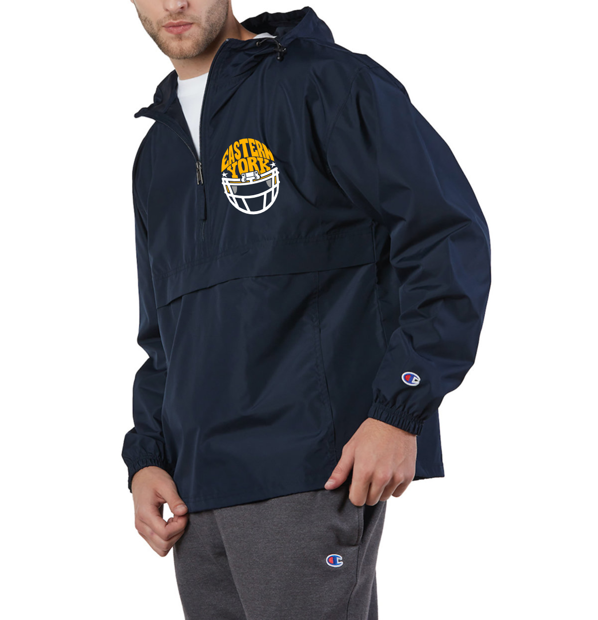 Champion Adult Anorak packable Jacket Navy co200 EY Football
