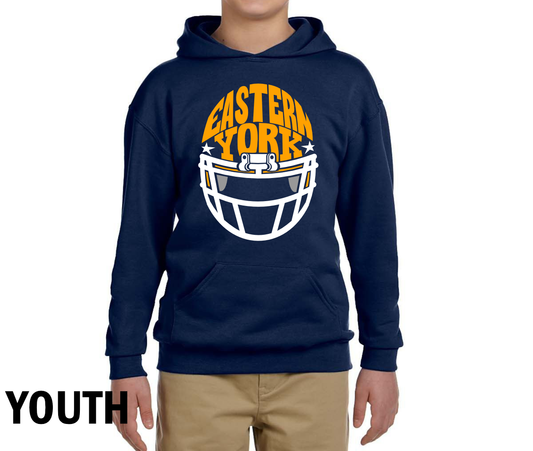 Youth Fleece Pullover Hooded Sweatshirt Navy EY Football