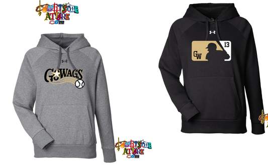 Under Armour Ladies' Rival Fleece Pullover Hooded Sweatshirt Gowags Baseball 1379500