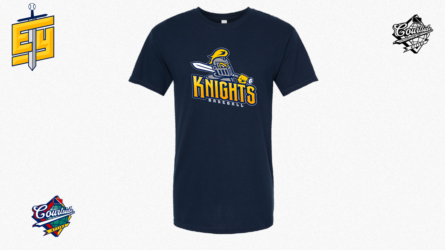 Adult T-Shirt Navy 5 oz. Knights EYRA Baseball knight
