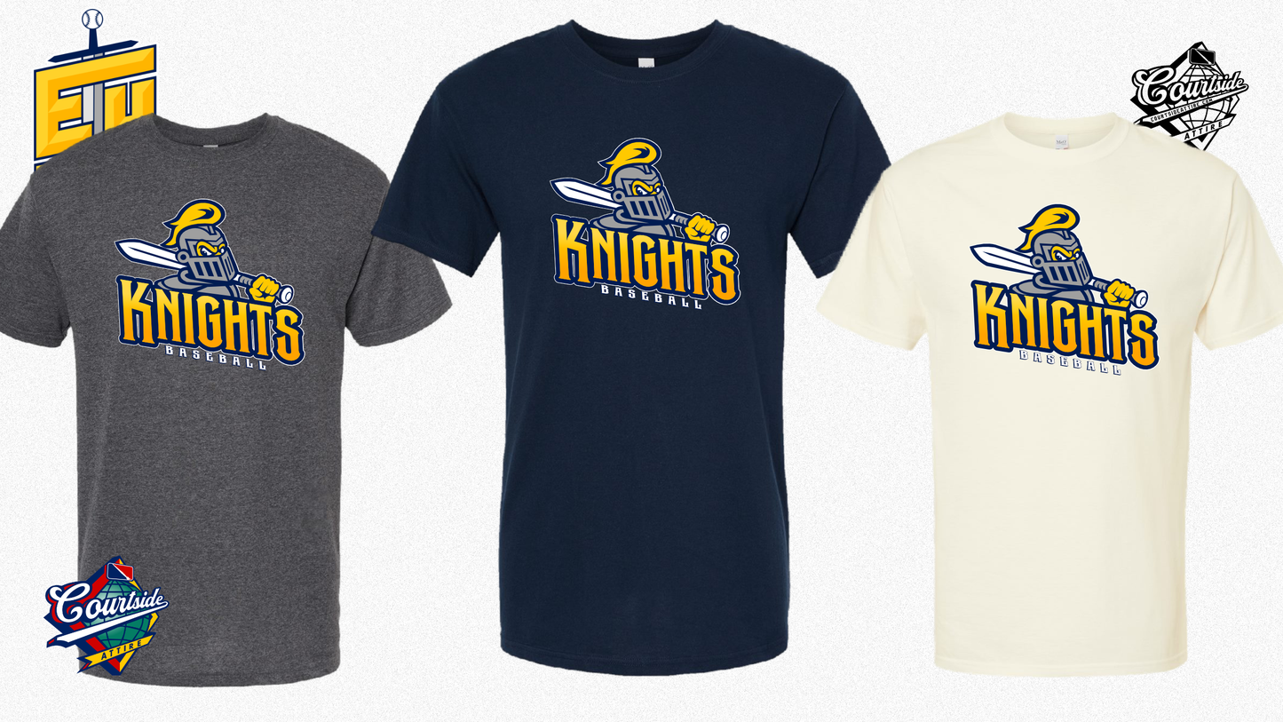 Adult T-Shirt Navy 5 oz. Knights EYRA Baseball knight