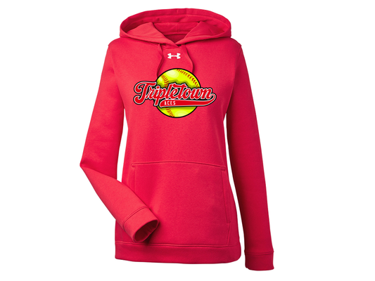 Under Armour Ladies' Hustle Pullover Hooded Sweatshirt Aces Script Softball 1300261 Tripletown