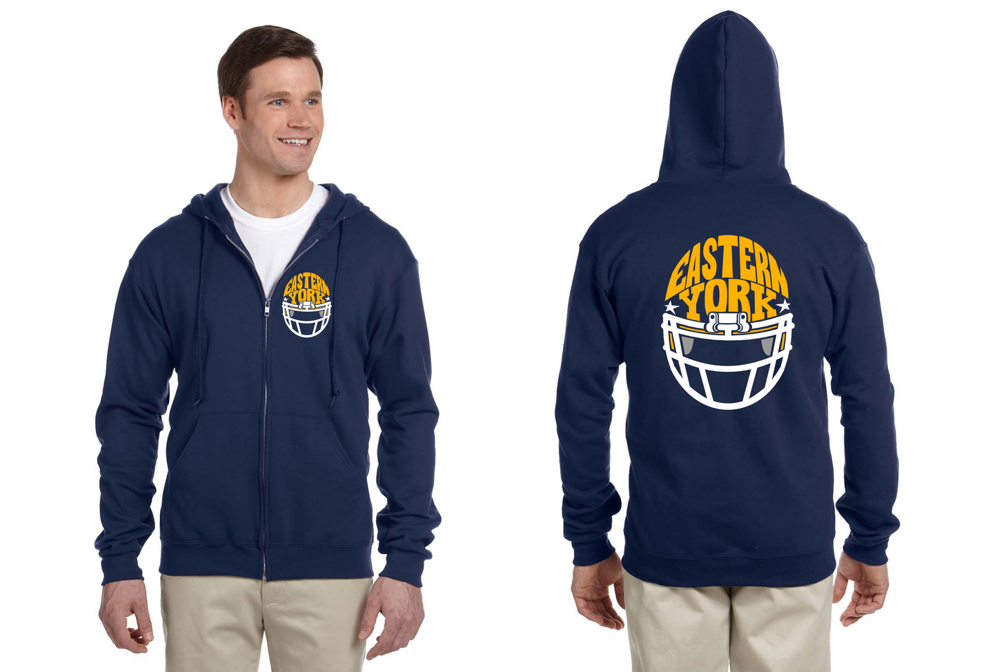 Unisex Full-Zip Hooded Sweatshirt Navy EY Football