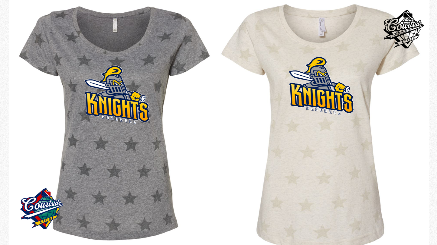 Women's Star Print Scoop Neck Tee - 3629