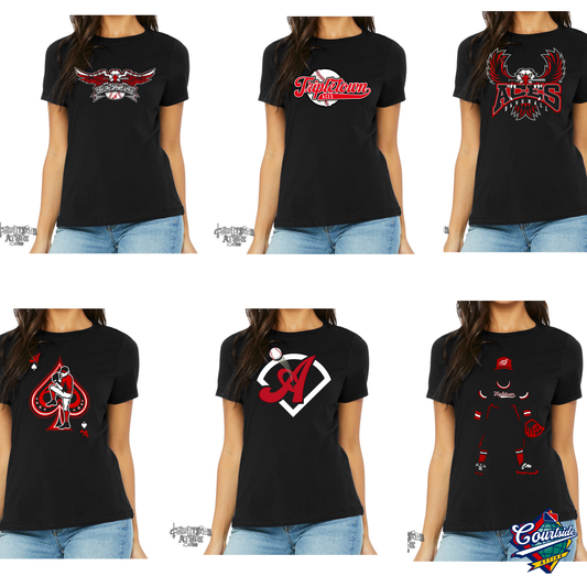 Ladies' Aces Black Jersey Short-Sleeve T-Shirt b6400 Tripletown Multiple Designs