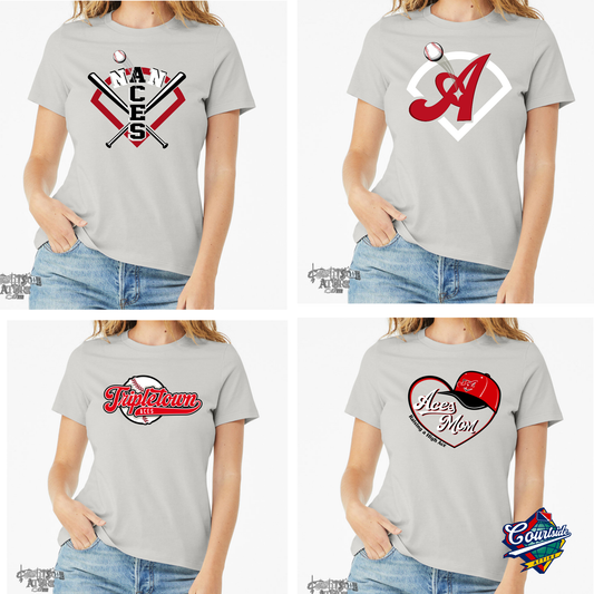 Ladies' Aces Gray Multiple Designs Jersey Short-Sleeve T-Shirt b6400 Tripletown