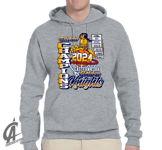 Adult 8 oz. District Champs Sweatshirt Pullover Hood Gray Knights Basketball 996
