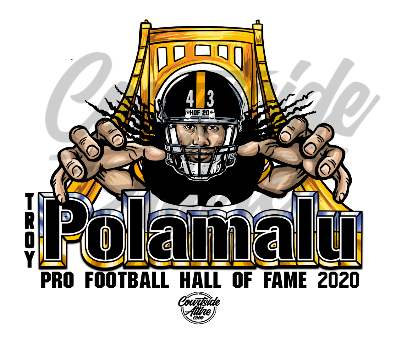 Troy Polamalu Mens Shirt Hall of Fame Pittsburgh jersey adult