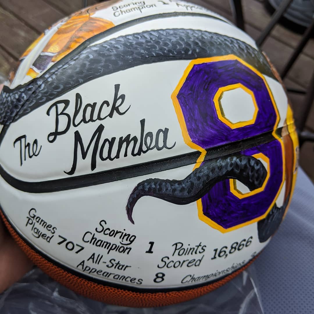 Custom Painted Kobe Bryant Tribute Basketball Black Mamba Lakers auto autograph