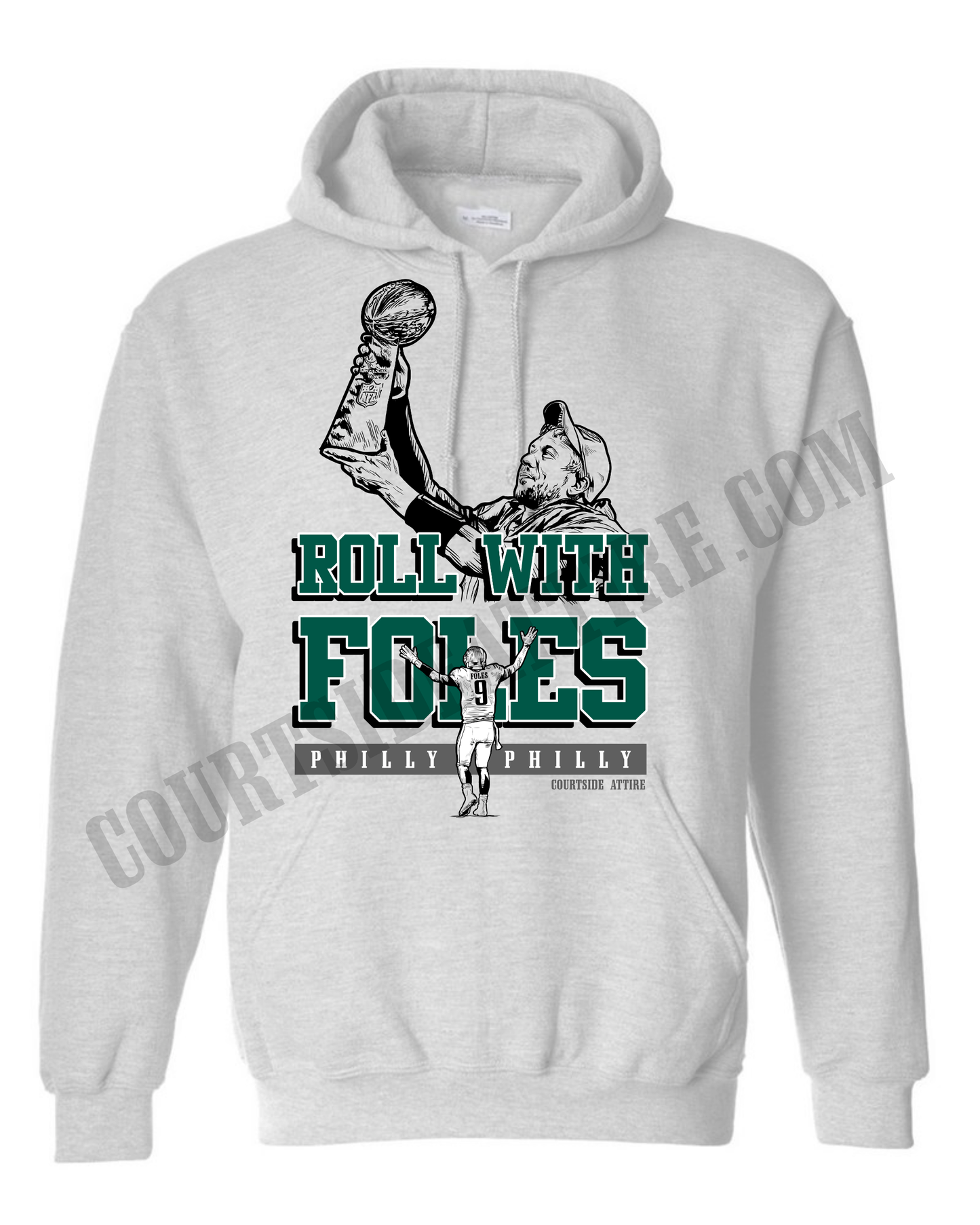 Nick Foles ROLL WITH FOLES Sweatshirt Hoodie Mens Philadelphia jersey super bowl