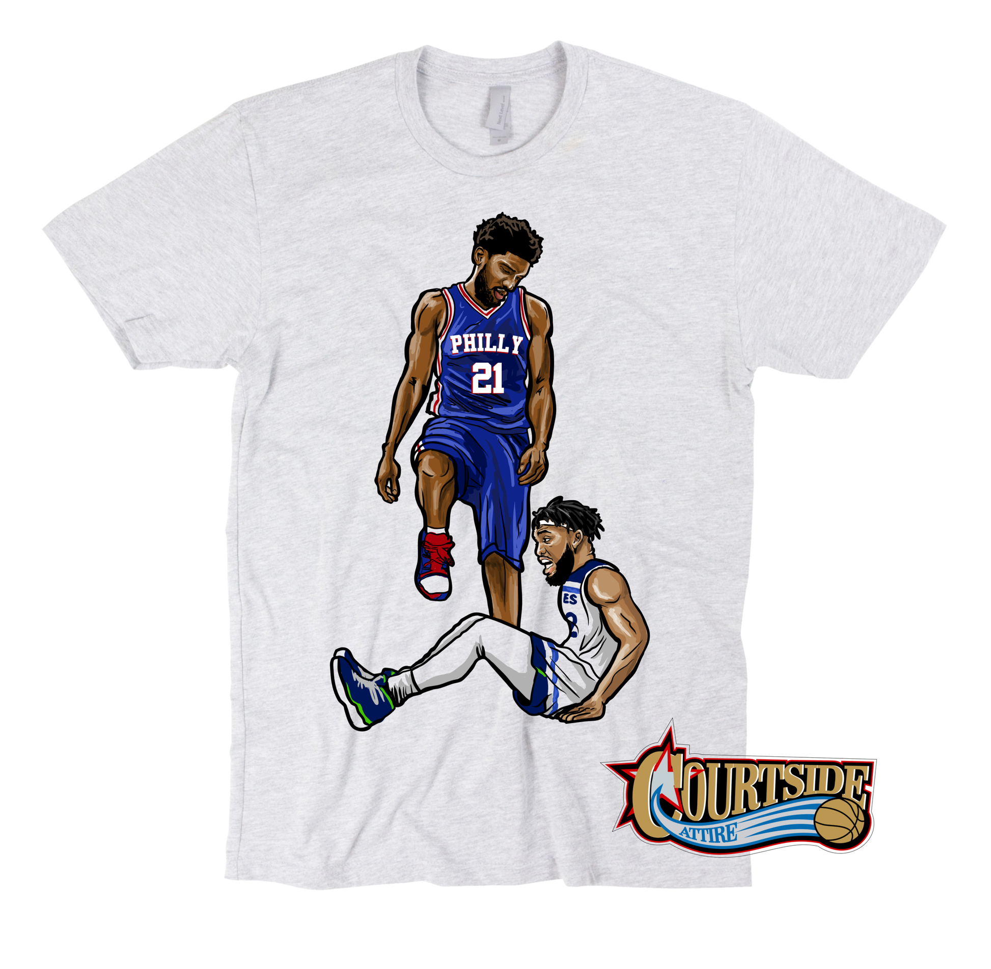 Courtside Attire Joel Embiid Kat Stepover Shirt Philly Allen Iverson Mens Jersey Adult Small / Grey
