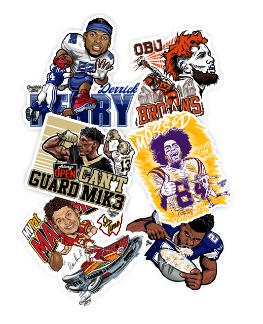 NFL Football Sticker Pack Derrick Henry Mahomes Elliott Moss Thomas OBJ