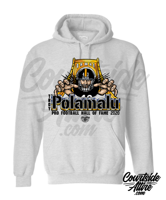 Troy Polamalu Hall of Fame Pittsburgh jersey Hoodie Sweatshirt Mens Adult
